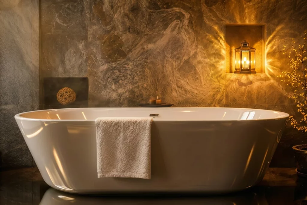 Salle de bain chaleureuse réalisée clé en main